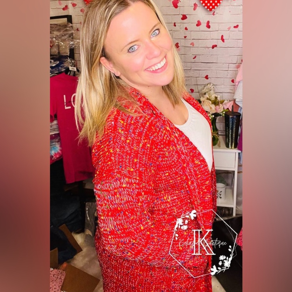Red Confetti Cardi